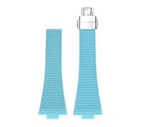 MAMA'S PEARL Fluoro Rubber Strap For Tissot PRX Series 35mm 40mm Butterfly Buckle Quick Release FKM Replace Watch Band For Men Women 11/12mm(Light blue,12mm)
