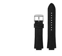 MAMA'S PEARL For 1853 Fit For Tissot Men's Watch Super Player Fit For PRX Series T137.410 Modified Nylon Leather Watchband 26-12mm Convex Mouth Watch Strap(Black silver pin)