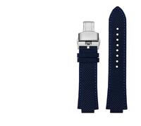 MAMA'S PEARL For 1853 Fit For Tissot Men's Watch Super Player Fit For PRX Series T137.410 Modified Nylon Leather Watchband 26-12mm Convex Mouth Watch Strap(Blue silver Folding)