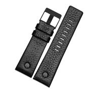 MAMA'S PEARL Metal Rivet Watch Band Men Bracelet Fit For Diesel Leather Strap DZ7257 DZ4343 DZ4459 DZ7311 4318 24mm 26mm 28mm 30mm 32mm(A Black-black buckle,26mm)