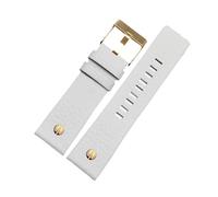 MAMA'S PEARL Metal Rivet Watch Band Men Bracelet Fit For Diesel Leather Strap DZ7257 DZ4343 DZ4459 DZ7311 4318 24mm 26mm 28mm 30mm 32mm(A White-gold buckle,28mm)