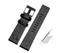 MAMA'S PEARL Metal Rivet Watch Band Men Bracelet Fit For Diesel Leather Strap DZ7257 DZ4343 DZ4459 DZ7311 4318 24mm 26mm 28mm 30mm 32mm(B Black -black,22mm)