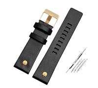 MAMA'S PEARL Metal Rivet Watch Band Men Bracelet Fit For Diesel Leather Strap DZ7257 DZ4343 DZ4459 DZ7311 4318 24mm 26mm 28mm 30mm 32mm(B Black -gold,32mm)