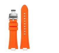 MAMA'S PEARL Quick Release Interface Watchband For 1853 Fit For TISSOT For PRX T137.407 T137.410 Super Player Men's Silicone Rubber Watch Strap 26x12mm(Orange-steel Folding,24-11mm)