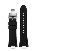 MAMA'S PEARL Quick Release Interface Watchband For 1853 Fit For TISSOT For PRX T137.407 T137.410 Super Player Men's Silicone Rubber Watch Strap 26x12mm(Black-steel Folding,26-12mm)