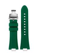 MAMA'S PEARL Quick Release Interface Watchband For 1853 Fit For TISSOT For PRX T137.407 T137.410 Super Player Men's Silicone Rubber Watch Strap 26x12mm(Green-steel Folding,26-12mm)