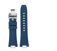 MAMA'S PEARL Quick Release Interface Watchband For 1853 Fit For TISSOT For PRX T137.407 T137.410 Super Player Men's Silicone Rubber Watch Strap 26x12mm(Blue-steel Folding,24-11mm)