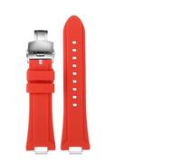 MAMA'S PEARL Quick Release Interface Watchband For 1853 Fit For TISSOT For PRX T137.407 T137.410 Super Player Men's Silicone Rubber Watch Strap 26x12mm(Red-steel Folding,24-11mm)