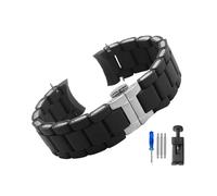 MAMA'S PEARL Rubber Clad Steel Watch Strap Fit For Armani Ar5889 5890 5905 5920 Waterproof Silicone Watch Band Accessories 20mm 23mm Wrist Strap(Black-Steel,20mm)