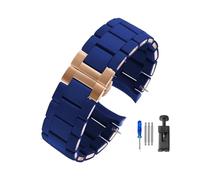 MAMA'S PEARL Rubber Clad Steel Watch Strap Fit For Armani Ar5889 5890 5905 5920 Waterproof Silicone Watch Band Accessories 20mm 23mm Wrist Strap(Blue-Rose,20mm)