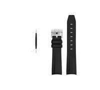 MAMA'S PEARL Rubber Watchband Fit For Rolex Fit For Omega X Fit For Swatch Fit For Joint-MoonSwatch Constellation Waterproof Sports 20mm Watch Strap Curved End Band(Black SR buckle)