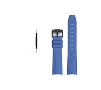 MAMA'S PEARL Rubber Watchband Fit For Rolex Fit For Omega X Fit For Swatch Fit For Joint-MoonSwatch Constellation Waterproof Sports 20mm Watch Strap Curved End Band(Blue BK buckle)