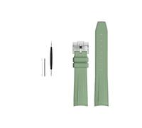 MAMA'S PEARL Rubber Watchband Fit For Rolex Fit For Omega X Fit For Swatch Fit For Joint-MoonSwatch Constellation Waterproof Sports 20mm Watch Strap Curved End Band(Green SR buckle)