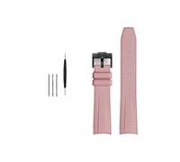 MAMA'S PEARL Rubber Watchband Fit For Rolex Fit For Omega X Fit For Swatch Fit For Joint-MoonSwatch Constellation Waterproof Sports 20mm Watch Strap Curved End Band(Pink BK buckle)