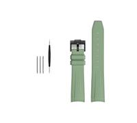 MAMA'S PEARL Rubber Watchband Fit For Rolex Fit For Omega X Fit For Swatch Fit For Joint-MoonSwatch Constellation Waterproof Sports 20mm Watch Strap Curved End Band(Green BK buckle)