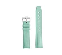 MAMA'S PEARL Silicone Strap Fit For Swatch X Fit For Omega Fit For Moonswatch Stainless Steel Buckle 20mm 22mm Men Women Soft Waterproof Replace Watch Band(Light green silver)