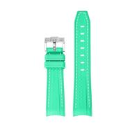 MAMA'S PEARL Silicone Strap Fit For Swatch X Fit For Omega Fit For Moonswatch Stainless Steel Buckle 20mm 22mm Men Women Soft Waterproof Replace Watch Band(Aurora Green white)