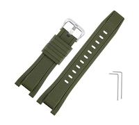 MAMA'S PEARL Soft Rubber Watchband Replacement Fit For Casio Fit For G-SHOCK GST-B100/S300/410/210/W110/W100/S110/S100 Silicone Band Men Strap 26 * 14mm(Army green-silver A)