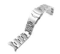 MAMA'S PEARL Solid Curved End 18mm 19mm 20mm 21mm 22mm 24mm Stainless Steel Watch Band Silver Black Matte Metal Strap Bracelet Wristband Belt(Silver,24mm)