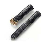 MAMA'S PEARL Suitable For Cartier Blue Balloon Convex Interface Folding Buckle 14mm 16mm 18mm 20mm 22mm Leather Watch Strap Accessories(Black gold buckle,22x14mm)