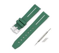 MAMA'S PEARL Watch Band Fit For Omega X Fit For Swatch Fit For Joint-MoonSwatch Speedmaster Curved End Rubber Silicone Strap Women Men Soft Sport Bracelet 20mm(Green white)