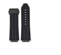MAMA'S PEARL Watchband Fit For HUBLOT Fit For BIG BANG Silicone 26 * 19mm Waterproof Men's Watch Strap Chain Watch Rubber Bracelet Wristband(K Black-black)