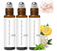 Mamas Teether: Teething Roller, Teething Roller All Natural for Babies, Teething Relief Roller, Contains Chamomile and Rose Essential Oils, Essential Oil Massage Roller - Natural Gentle (3 Pcs)