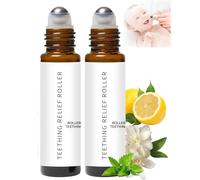 Mamas Teether: Teething Roller, Teething Roller All Natural for Babies, Teething Relief Roller, Contains Chamomile and Rose Essential Oils, Essential Oil Massage Roller - Natural Gentle (2pcs)