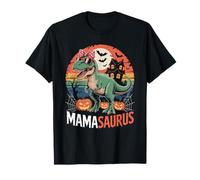 Mamasaurus Dinosaur Halloween Pumpkins Haunted House Bats T-Shirt