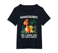 Mamasaurus Mama Saurus Dinosaur Women Matching Family T-Shirt, Women's Plus, Black, 2X