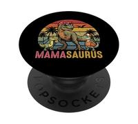 Mamasaurus of Two Kids Cute Dino Family Mother’s Day Retro PopSockets Adhesive PopGrip