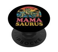 Mamasaurus of Two Kids Cute Dino Family Mother’s Day Retro PopSockets Adhesive PopGrip