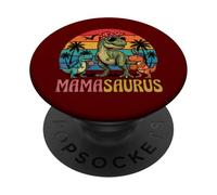 Mamasaurus of Two Kids Cute Dino Family Mother’s Day Retro PopSockets Adhesive PopGrip