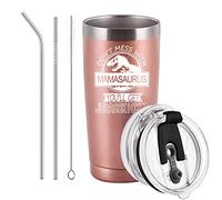 Mamasaurus Tumbler Don't Mess with Mamasaurus You'll Get Jurasskicked Travel Tumbler Birthday Mothers Day Gifts for Mom from Daughter Son Kids Mom Gifts with 2 Lids and Straws, 20OZ Rose Gold