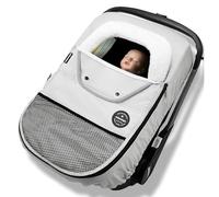 Mamatepe Winter Car Seat Cover for Babies,Carrier Cover with Zippers and Elastic Edge, Carseat Canopy to Protect Baby from Cold Wind,Rain & Snow Repellent, Universal Fit for Infant Car Seat (Grey)