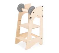 Mamatoyz 07KRAT Kule Mouse Montessorian Learning Tower Multipurpose Learning Tower in Natural Birch Plywood with 3 Adjustable Heights, No Edges with Rounded Edges