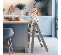 Mamatoyz Foldaway Learning Tower V2 Folding Beech Wood Step Stool, Made in EU Montessori Design - Involve Toddlers in Food Preparation (grey)