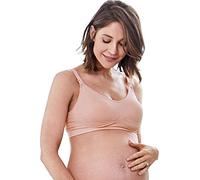 Mamaway Breezy Seamless Nursing Maternity Wireless Bra with Fixed Padding, Odorless, Stretchy for Pregnancy, Breastfeeding Dusty Pink
