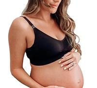 Mamaway Silky Seamless Nursing Maternity No Show Wireless Bra, Smooth, Cooling, Lightweight for Breastfeeding, Pregnancy Black