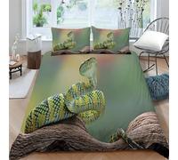Mamba Snake Bedding Sets King Size Green Print Duvet Cover for King Bed Bedroom Decoration Quilt Cover and 2 Pillowcases 50x75cm, Fluffy Soft 110gsm Brushed Microfiber ba4787