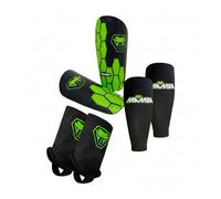 MAMBA Ultimate Shin Guard Bundle, 3 in 1 | Football Shin Pads, Ankle Guards & Compression Sleeves, Flexibility & Protection | Kids/Adults | Unique British Design (S)