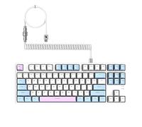 MAMBASNAKE AJAZZ AK873 Wired Hot Swappable Mechanical Keyboard, Coiled Cable, 22 RGB Backlit, Classic 3 Color PBT Floating Keycaps, 87% TKL With Detachable Magnet Cover, Custom DIY