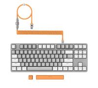 Mambasnake Ajazz AK873 Wired Mechanical Keyboard, Coiled Cable, 22 RGB Backlit, Classic 3 Color PBT Floating Keycaps, 87% TKL with Detachable Magnet Cover, Custom DIY