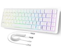 MAMBASNAKE ATTACK SHARK X65 HE 8Khz Rapid Trigger Keyboard, 0.01mm RT Accuracy, 60% Wired Magnetic Switch Gaming Keyboard with 8Khz Coiled Cable, Adjustable Actuation,SnapTap,for PC/Mac, White Contour