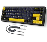 MAMBASNAKE ATTACK SHARK X65 HE Rapid Trigger Keyboard, 0.01mm RT Accuracy, 8Khz 60% Wired Magnetic Switch Gaming Keyboard with 8Khz Coiled Cable, Adjustable Actuation, Snap Tap, for PC/Mac,Grey&Yellow
