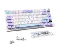 MAMBASNAKE Attack Shark X820 Ultra Gaming Mechanical Keyboard with TFT Screen & Knob, LIGHTSYNC RGB Chroma 75% TKL Wireless BT/2.4G/ Wired Gasket Hot Swap Keyboard, Coiled Cable - Gift Switch/Purple
