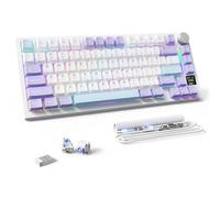 MAMBASNAKE Attack Shark X820 Ultra Wireless Mechanical Gaming Keyboard 2.4G/BT/USB C, QWERTY TKL 75% Gasket Hot Swap, TFT Screen & Volume Knob, LIGHTSYNC RGB Chroma, Coiled Cable - Shark Switch/Purple