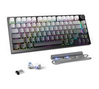 MAMBASNAKE Attack Shark X820 Ultra Wireless Mechanical Gaming Keyboard 2.4G/BT/USB C, QWERTY TKL 75% Gasket Hot Swap, TFT Screen & Volume Knob, LIGHTSYNC RGB Chroma, Coiled Cable - Shark Switch/Black