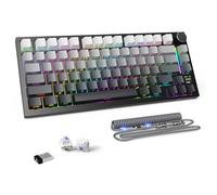 MAMBASNAKE Attack Shark X820 Ultra Wireless Mechanical Gaming Keyboard 2.4G/BT/USB C, QWERTY TKL 75% Gasket Hot Swap, TFT Screen & Volume Knob, LIGHTSYNC RGB Chroma, Coiled Cable - Gift Switch/Black