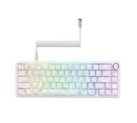 MAMBASNAKE ATTCK Shark X65PRO HE Magnetic Switch Wired Keyboard, Contour Design PBT Side Engraved Keycaps, RGB Backlight, Programmable Keyboard for Gaming/Entertainment/Office/MAC/Win-White